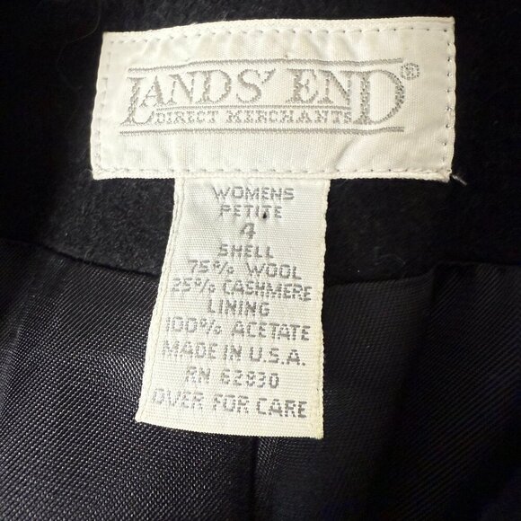Land's End Wool Cashmere Blazer Petite 4 Single Breasted Black Coastal Career - Picture 2 of 10